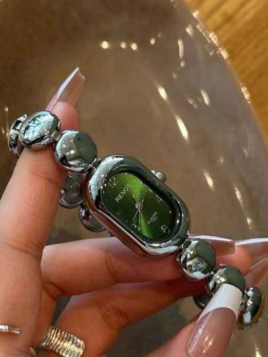 Jewelry - Green Dial Silver Bracelet Watch - RENOS?